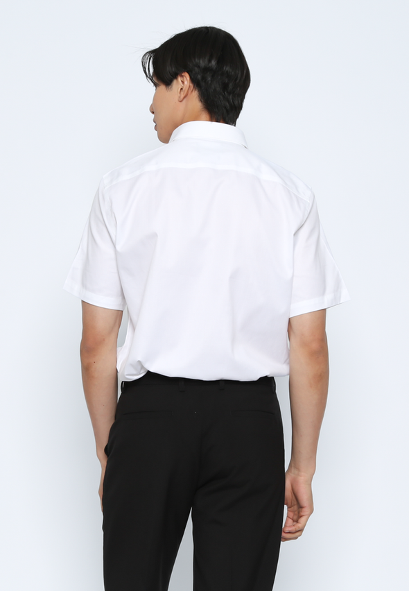 White Men's Short Sleeve Collared Shirt