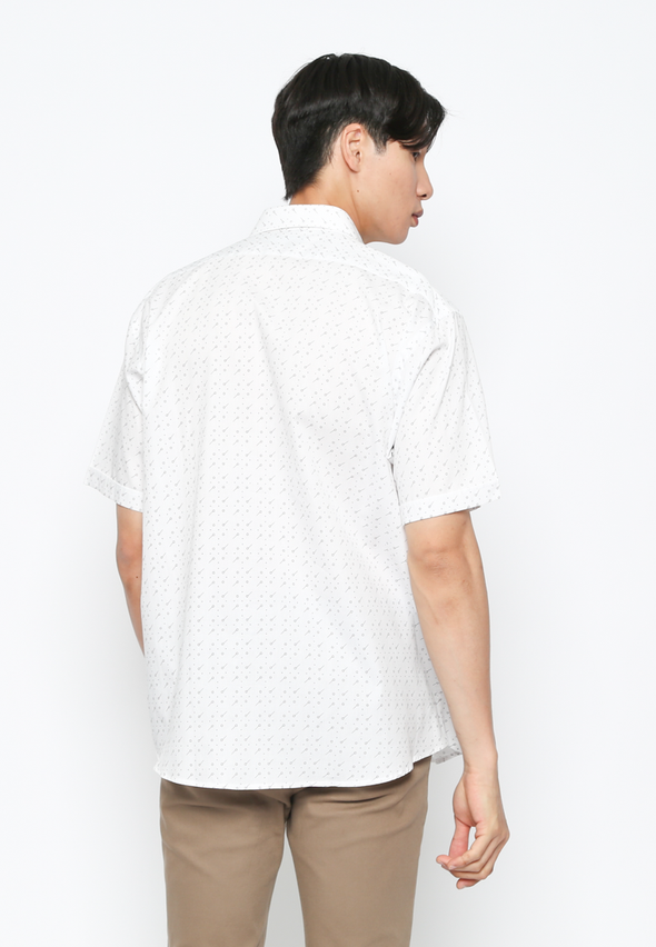 Men'S Short-Sleeve Shirt White Pattern