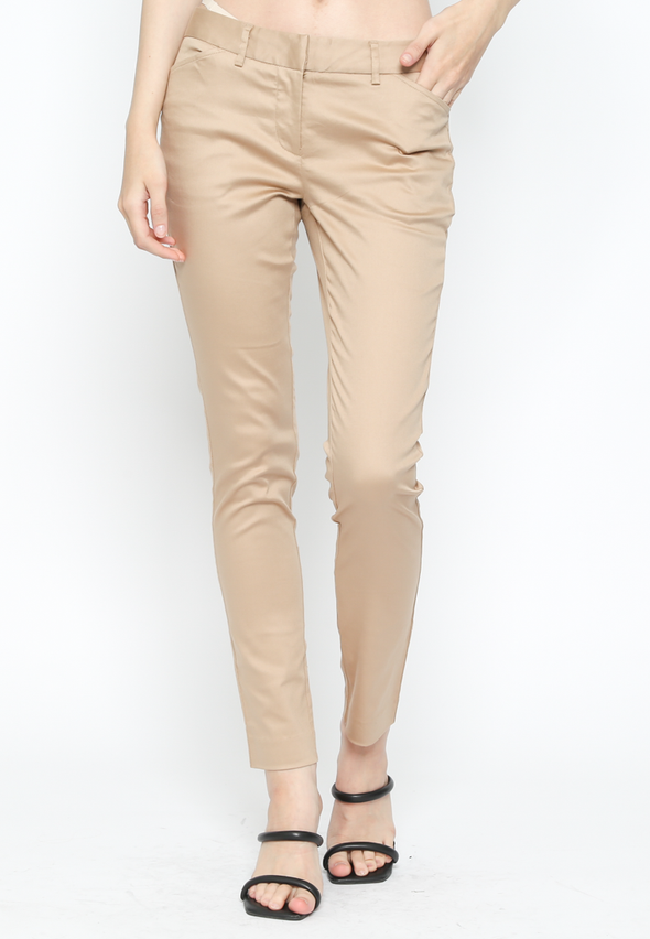 Women's Cream Slim Fit Long Pants