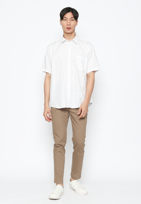 Men'S Short-Sleeve Shirt White Pattern