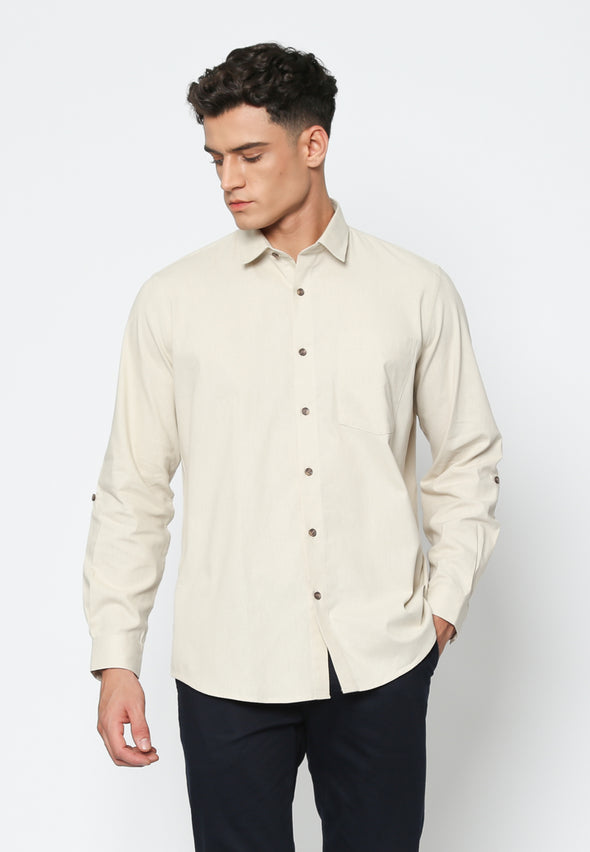 Beige Contemporary Long Sleeve Shirt
