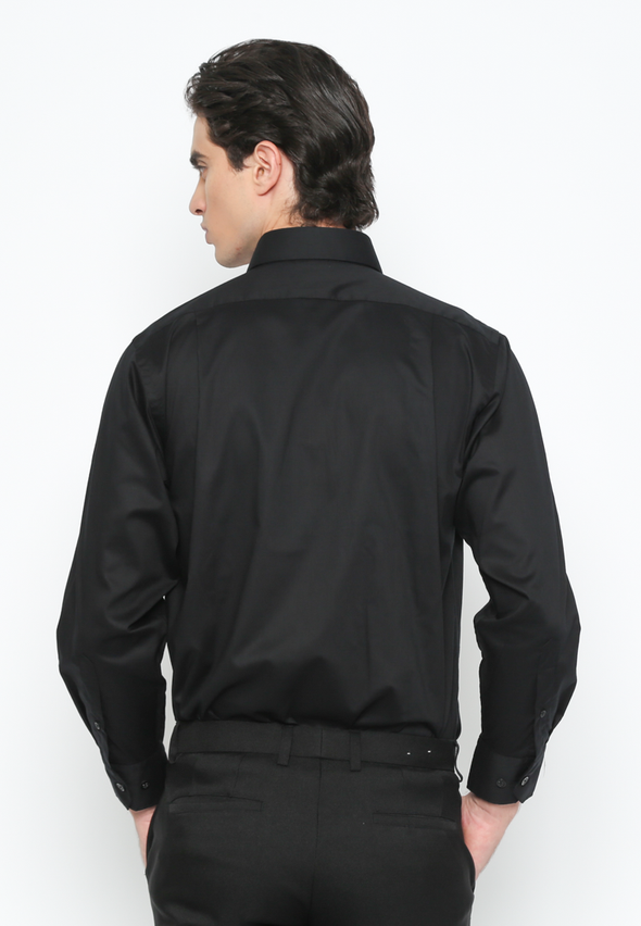 Black  Regular Fit Long Sleeves Shirt