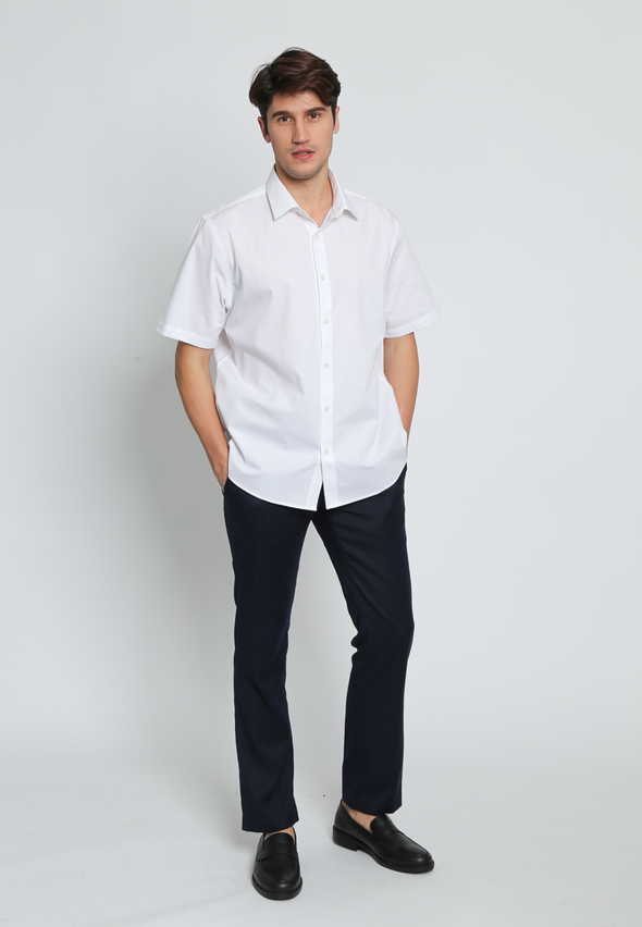 White Cotton Dobby Regular Fit Premium Shirt