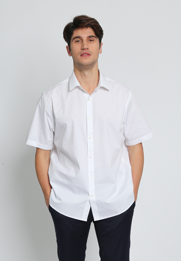 White Cotton Dobby Regular Fit Premium Shirt