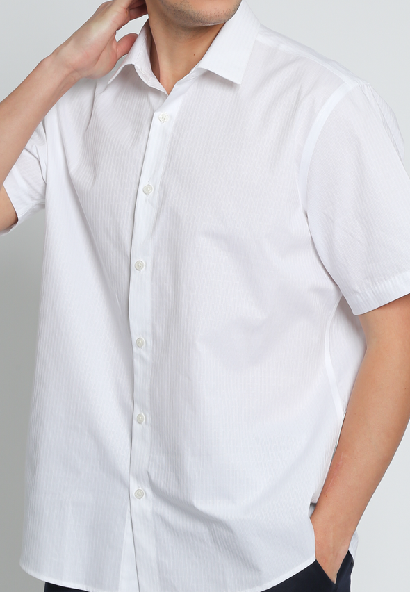 White Cotton Dobby Regular Fit Premium Shirt