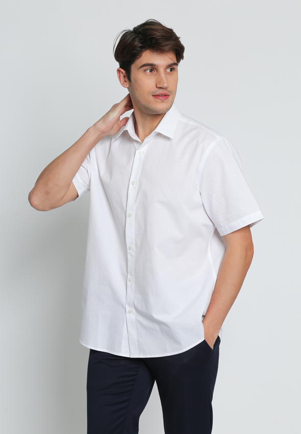 White Cotton Dobby Regular Fit Premium Shirt