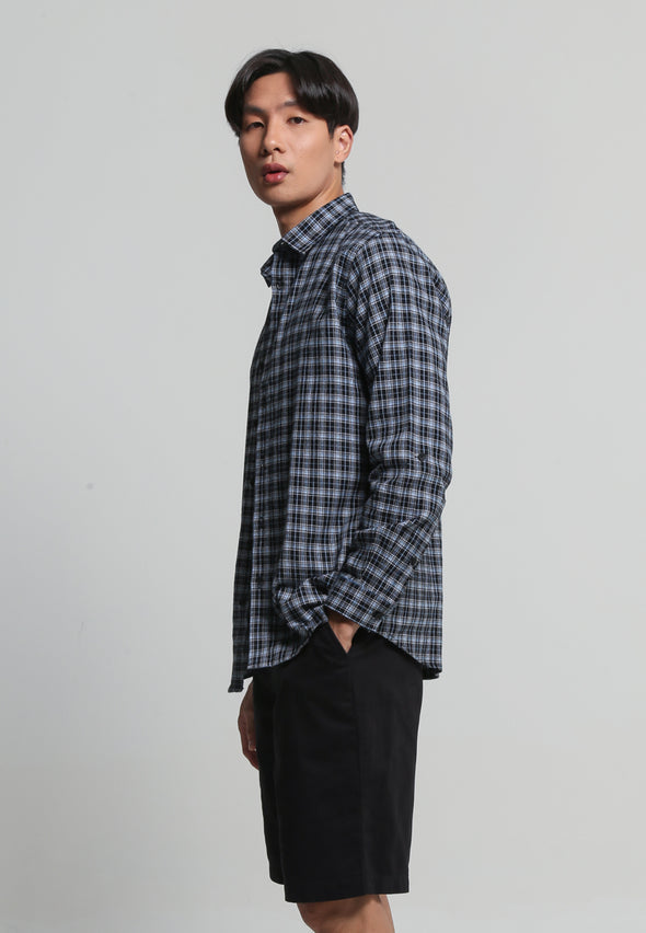 Black Flannel Sleeve Puller Shirt