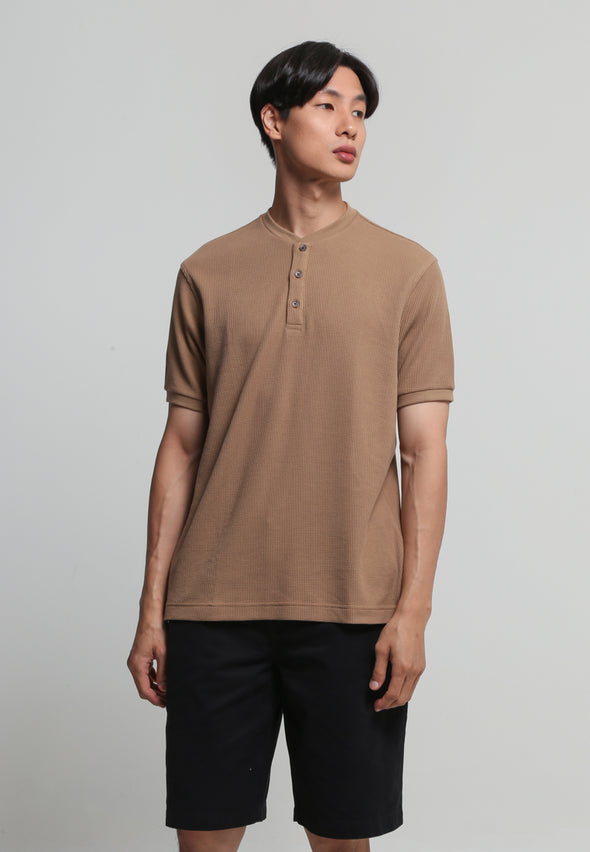 Cream/Khaki Rib Collar Polo Shirt