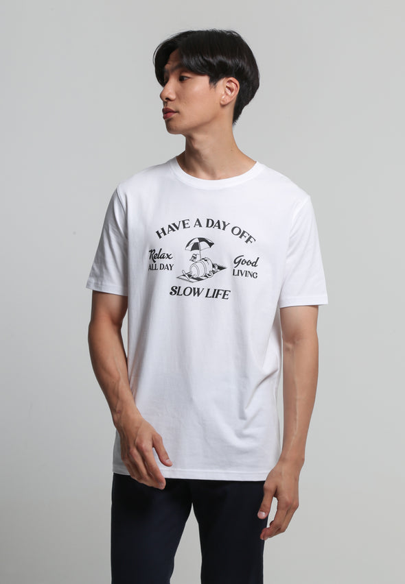 White Regular Fit Print Shirt