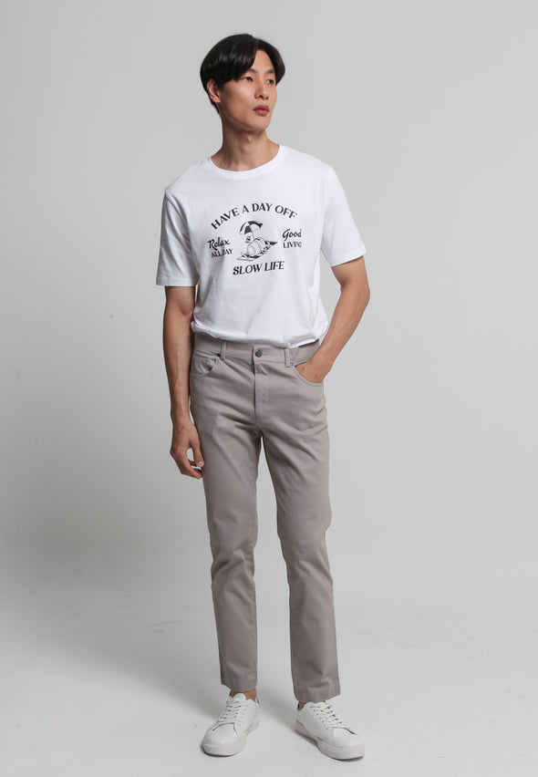 Cream/Khaki Fiive-Pocket Chinos