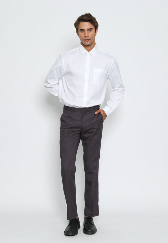 White Long Lasting Men's Long Sleeve Shirt Regular Fit