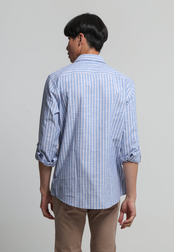 Blue Stripes Sleeve Puller Shirt