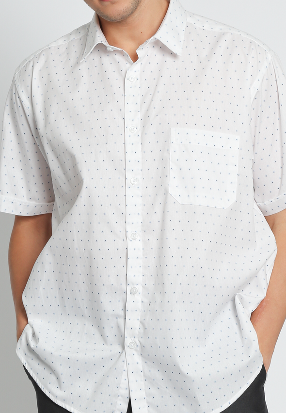 White Cotton Star Print Shirt