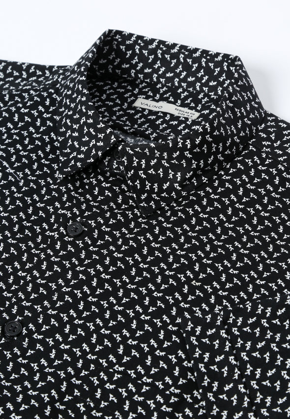 Black Leaves Print Shirt
