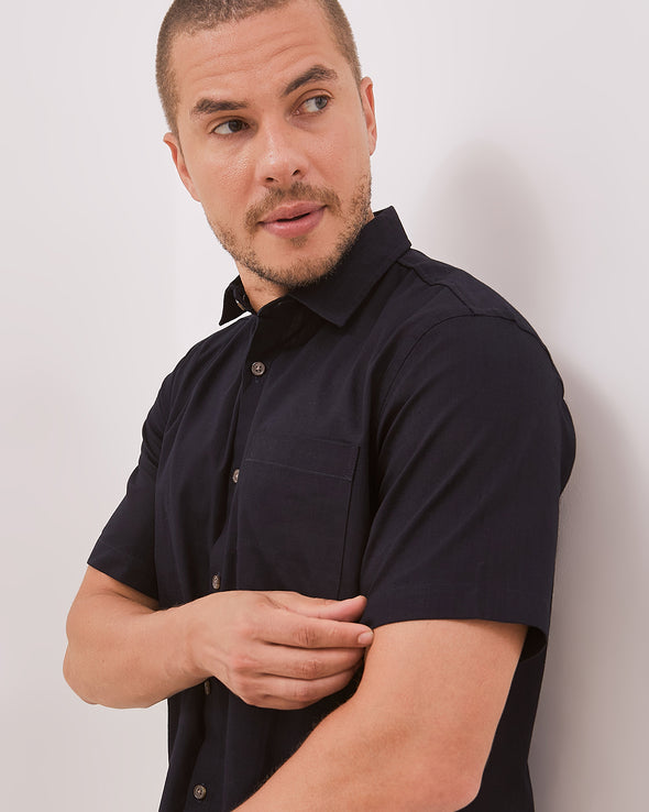 Men's Navy Blue Short Sleeved Regular Shirt