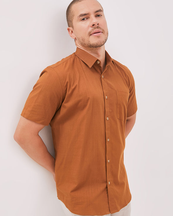 Men's Brown Short Sleeve Shirt