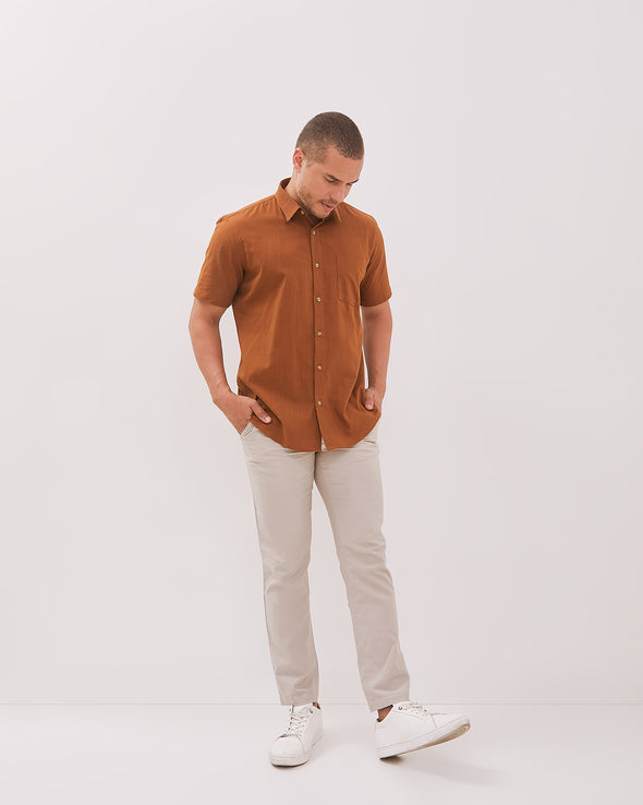 Men's Brown Short Sleeve Shirt