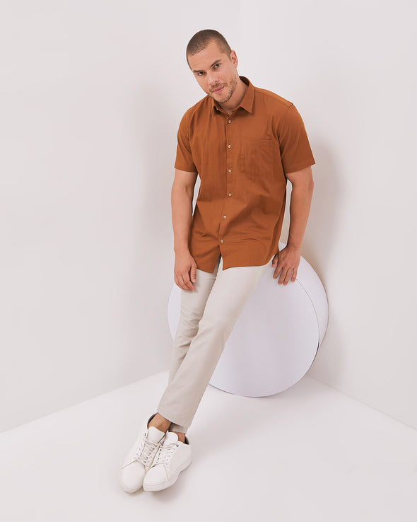 Men's Brown Short Sleeve Shirt