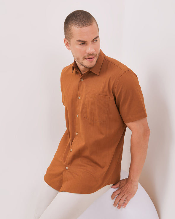 Men's Brown Short Sleeve Shirt