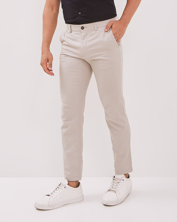Men's Stretch Cream Chinos Long Pants