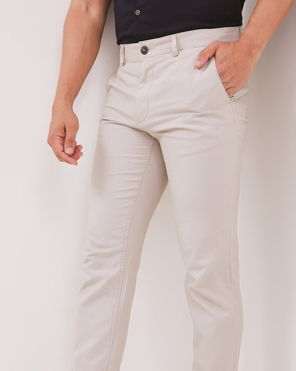 Men's Stretch Cream Chinos Long Pants