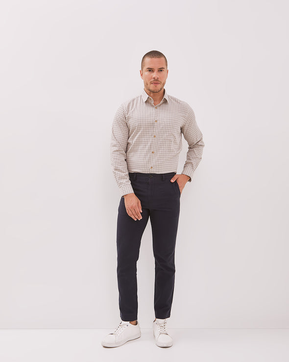 Men's Navy Blue Stretch Chinos Long Pants