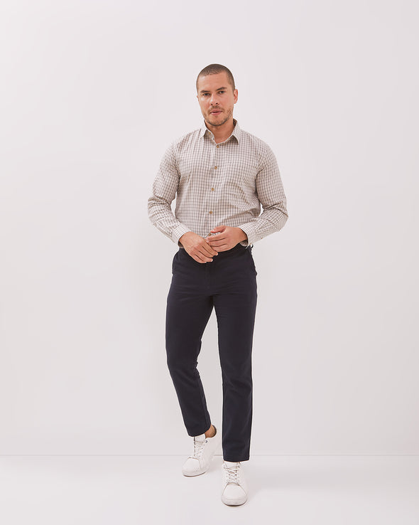 Men's Navy Blue Stretch Chinos Long Pants