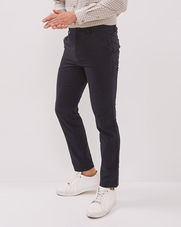 Men's Navy Blue Stretch Chinos Long Pants