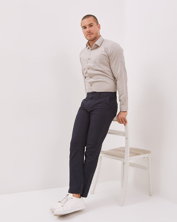 Men's Navy Blue Stretch Chinos Long Pants