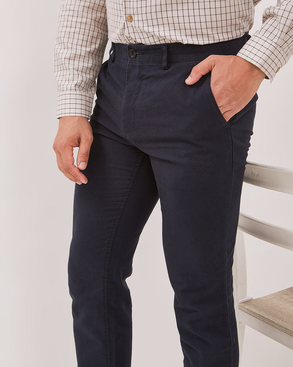 Men's Navy Blue Stretch Chinos Long Pants