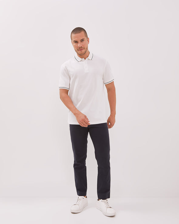 White Short Sleeved Poloshirt For Men