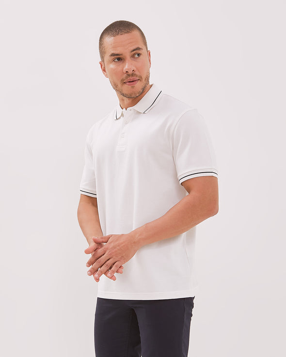 White Short Sleeved Poloshirt For Men