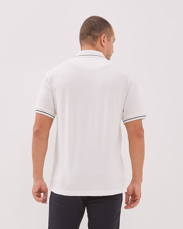 White Short Sleeved Poloshirt For Men