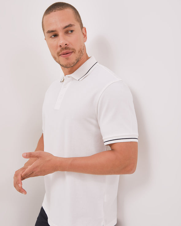 White Short Sleeved Poloshirt For Men