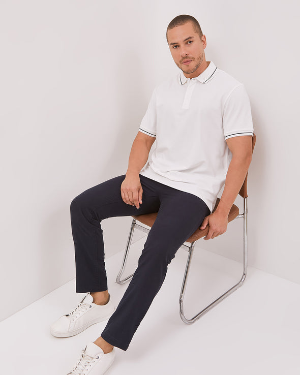 White Short Sleeved Poloshirt For Men