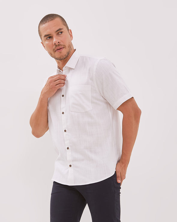 Men's White Short Sleeved Shirt