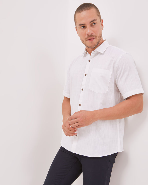 Men's White Short Sleeved Shirt