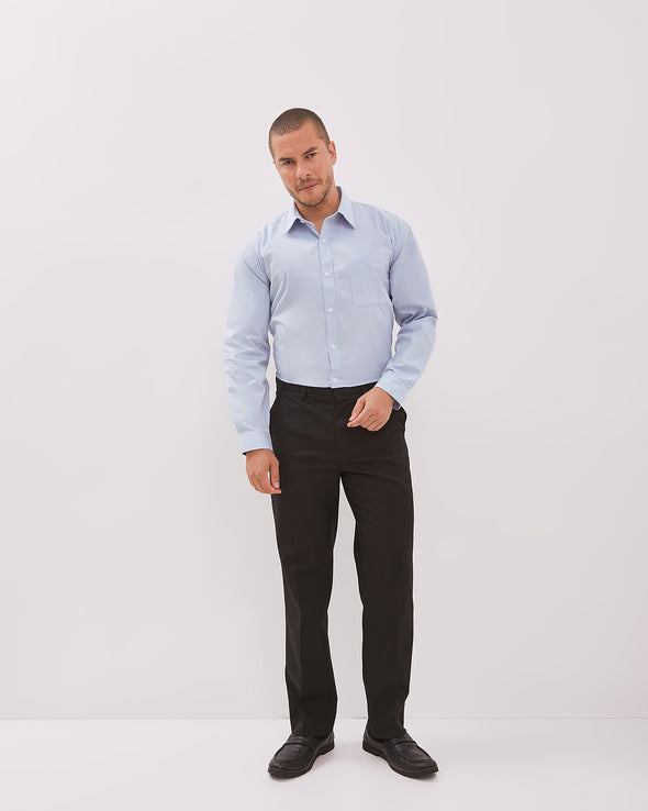 Men's Basic Blue Long-Sleeved Shirt