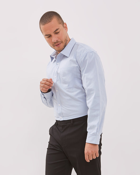 Men's Basic Blue Long-Sleeved Shirt