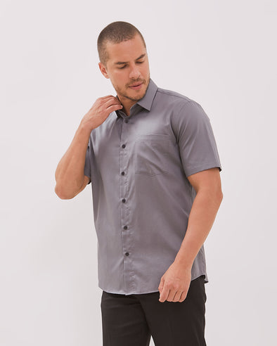 Men's Grey Short Sleeved Shirt