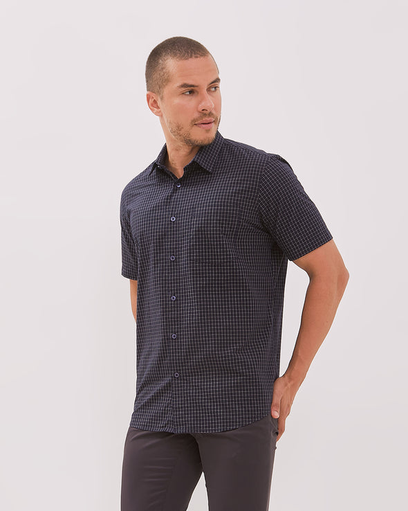 Men's Navy Short Sleeved Regular Shirt