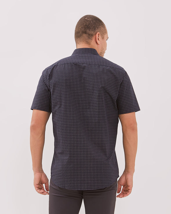 Men's Navy Short Sleeved Regular Shirt