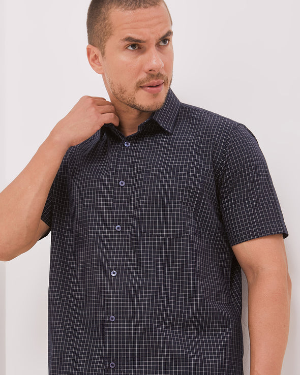 Men's Navy Short Sleeved Regular Shirt