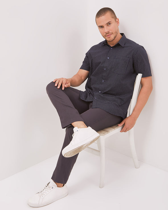 Men's Navy Short Sleeved Regular Shirt
