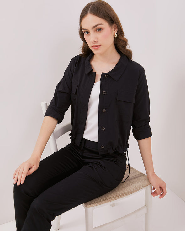 Women's White Crop Jacket