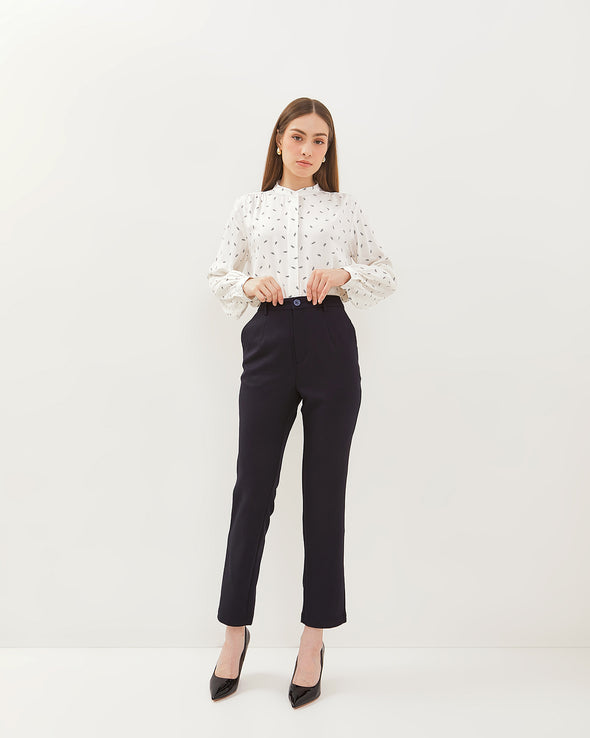 Navy Blue Basic Pants For Women