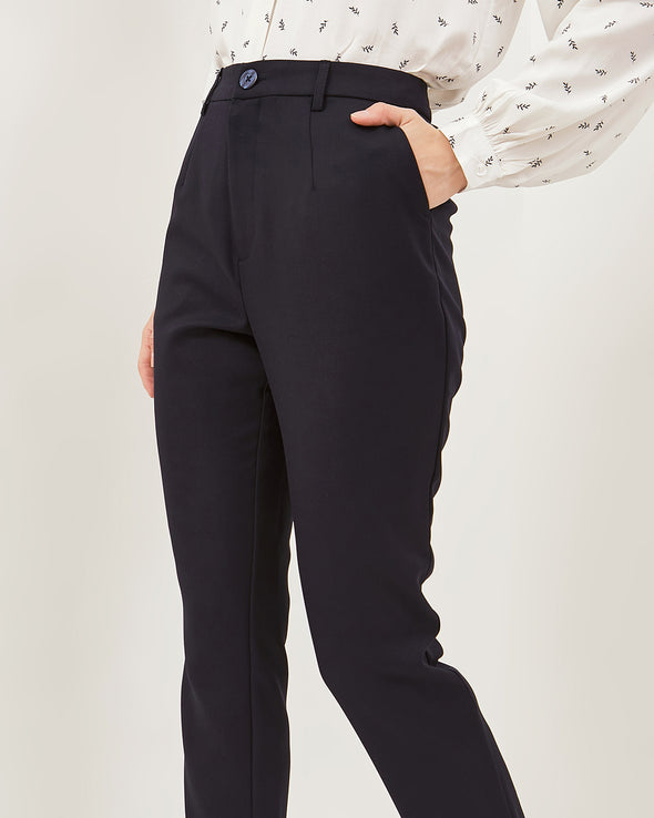 Navy Blue Basic Pants For Women
