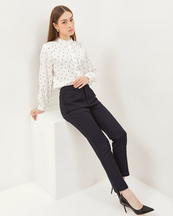 Navy Blue Basic Pants For Women