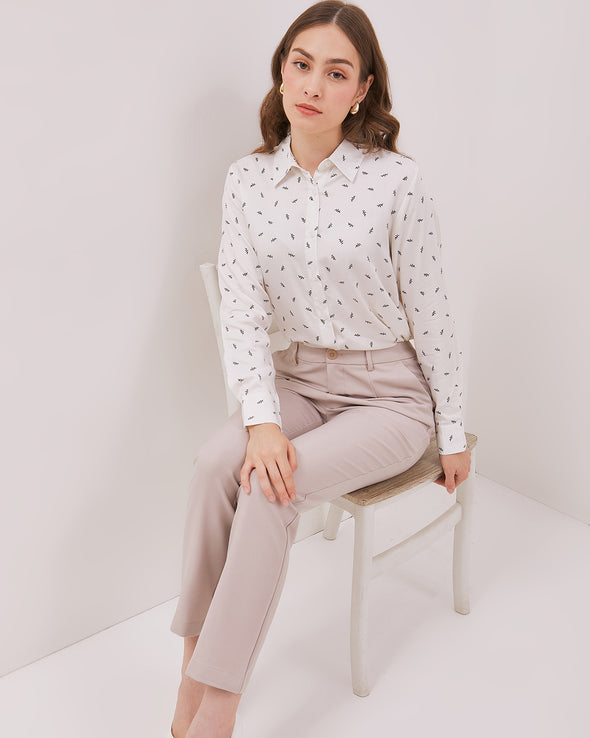 Women's Off-White Long Sleeve Blouse