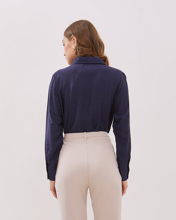Navy Long-Sleeved Shirt For Women